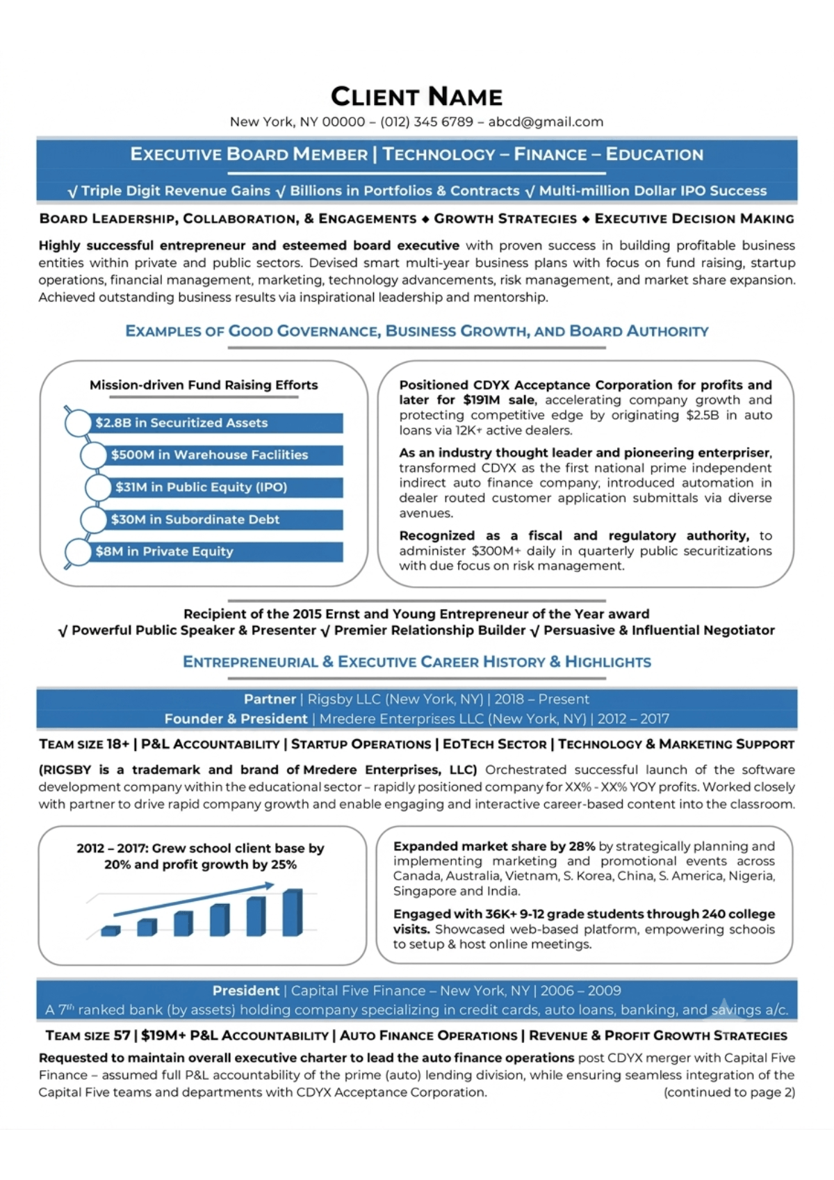 Clean and Modern Resume Sample for Experienced Professionals